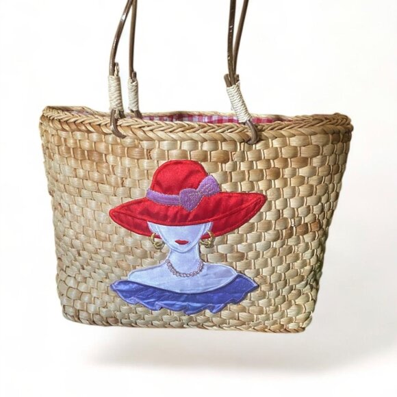- Red Hat Society Wicker Strap Style Purse with Fabric Emblem - Picture 1 of 4